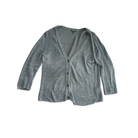Talbots Women's Gray 3/4 Sleeve Button Up Cardigan Sweater Size XL - Picture 1 of 4